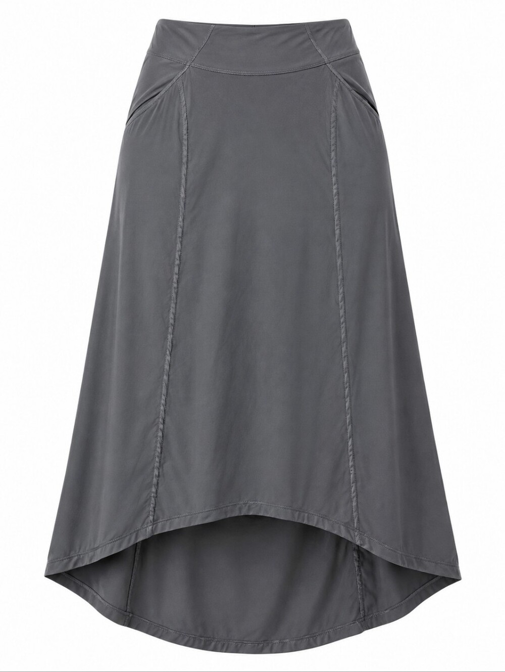 ATHLETA | Stretch Athleisure‎ Charcoal Hi Low Zip Pocket Nylon Spandex Skirt | L
